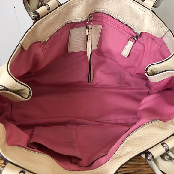 Coach Ivory Pebbled Pleated Leather Shopper Tote - Picture 8 of 11